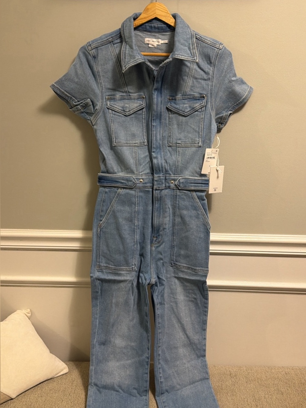 Good American Light Blue Denim One-Piece Jumpsuit